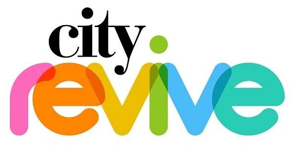 A city revive logo with the word " revive ".